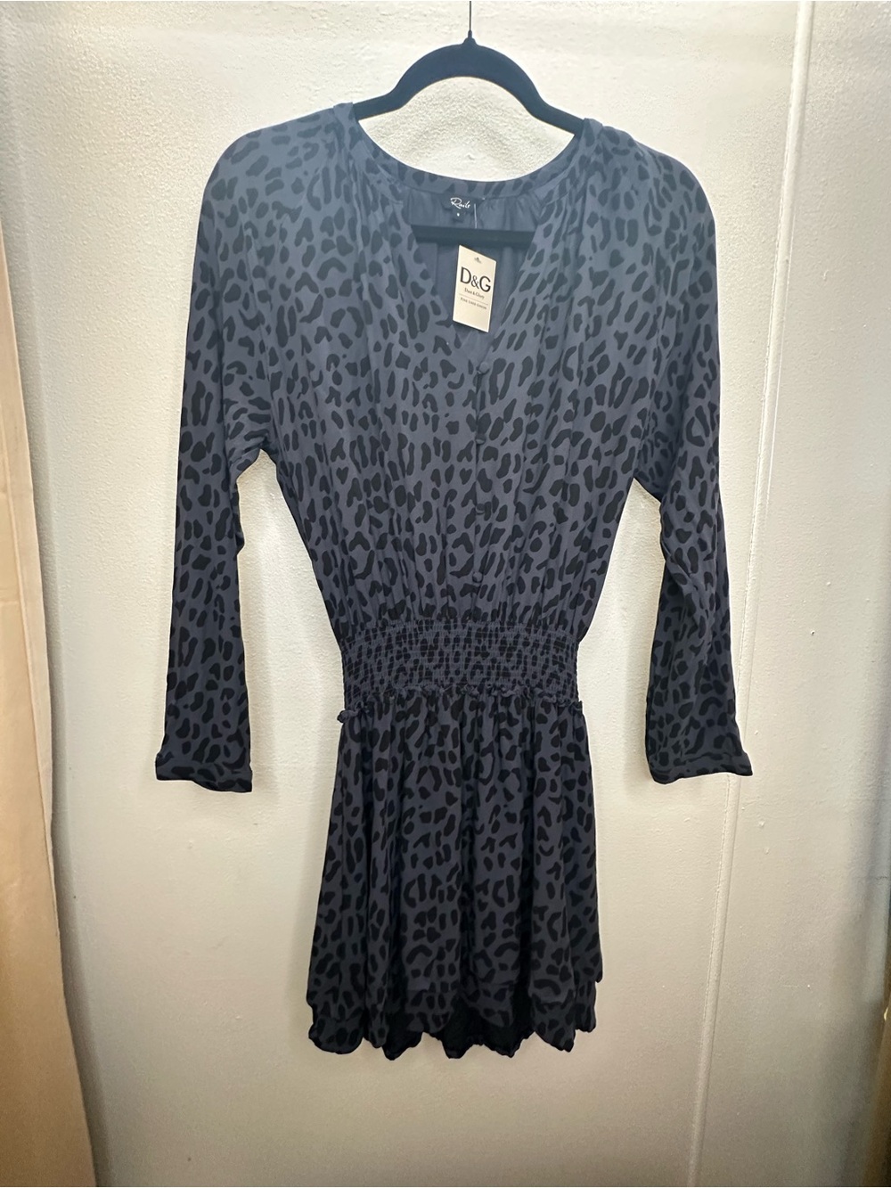Rails Navy and Black Leopard Printed Mini Dress